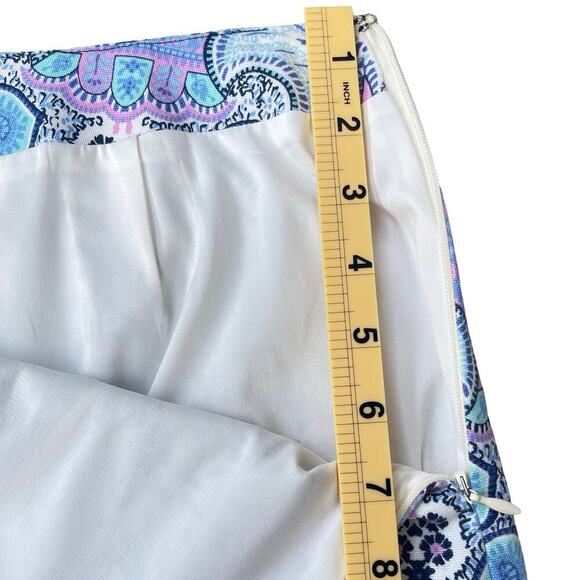 Talbots Paisley Navy Pink Print Cotton Blend Stretch Pencil Skirt - Size 8 - Picture 10 of 12